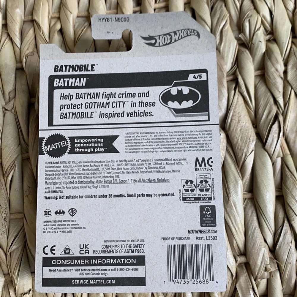 Batman Batmobile Brave & The Bold Movie Hot Wheels Bat Man Mobile Car New 2025